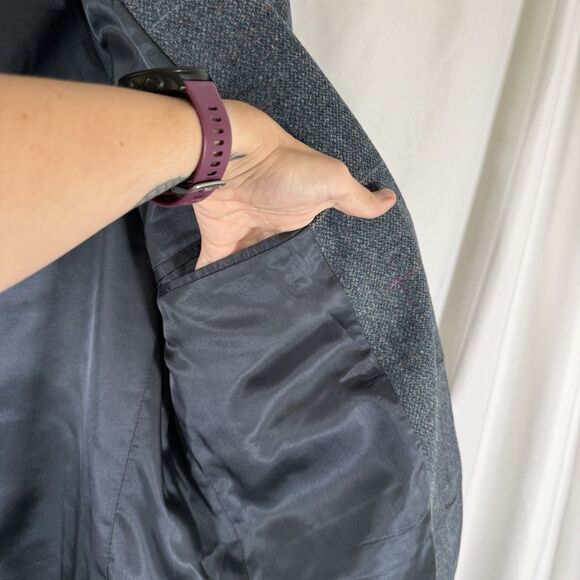 Pendelton Wool Blazer men's 42 Long Grey 100% Virgin 2 Button Front Inside Pocke - Picture 6 of 11